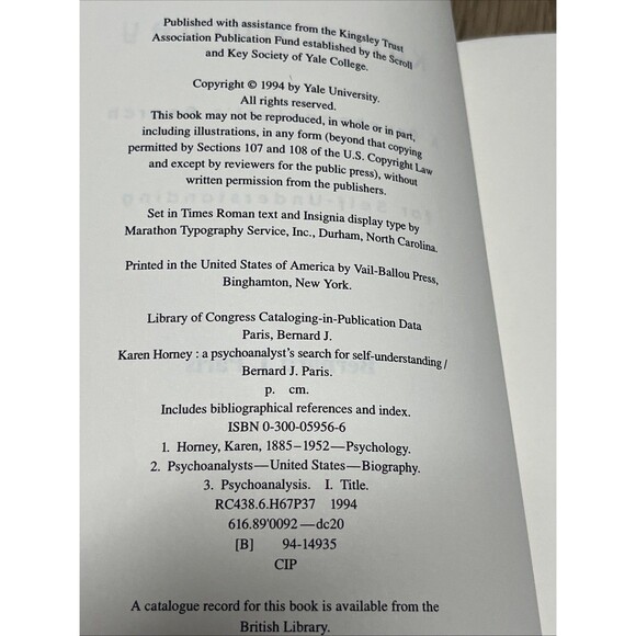 Karen Horney: A Psychoanalyst`s Search for Self-Understanding By Bernard SIGNED - Picture 6 of 9